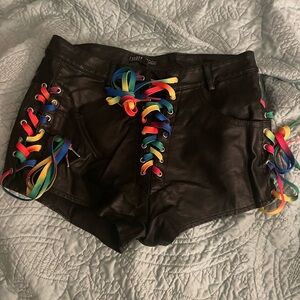 Current Mood High Waist Black Shorts with Rainbow Laces